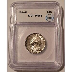 1964 D Washington Quarter MS66 ICG Toning